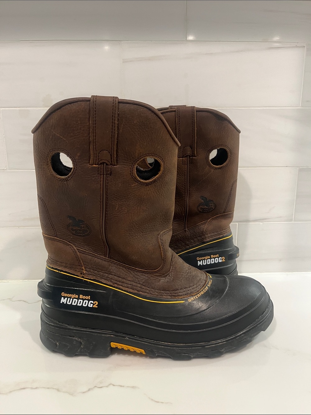 Georgia Boot Men 10M Muddog 11" Waterproof Work Boots GB00229TS Dark Brown - Picture 2 of 11